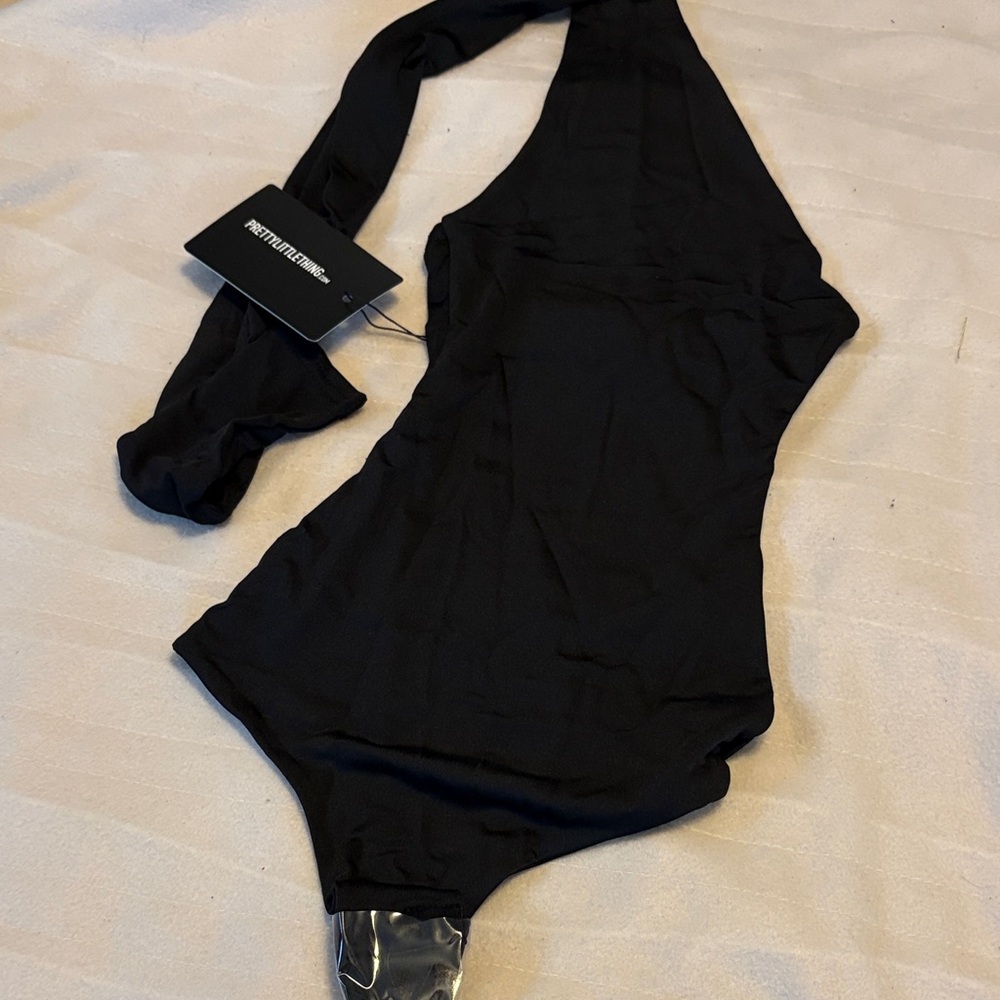 PrettyLittleThing Black Asymmetrical Bodysuit